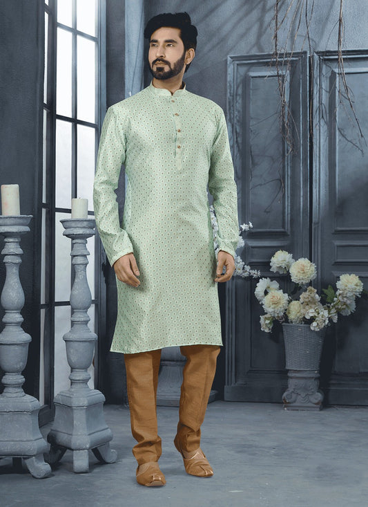 Thread Jacquard Green Kurta - M5641