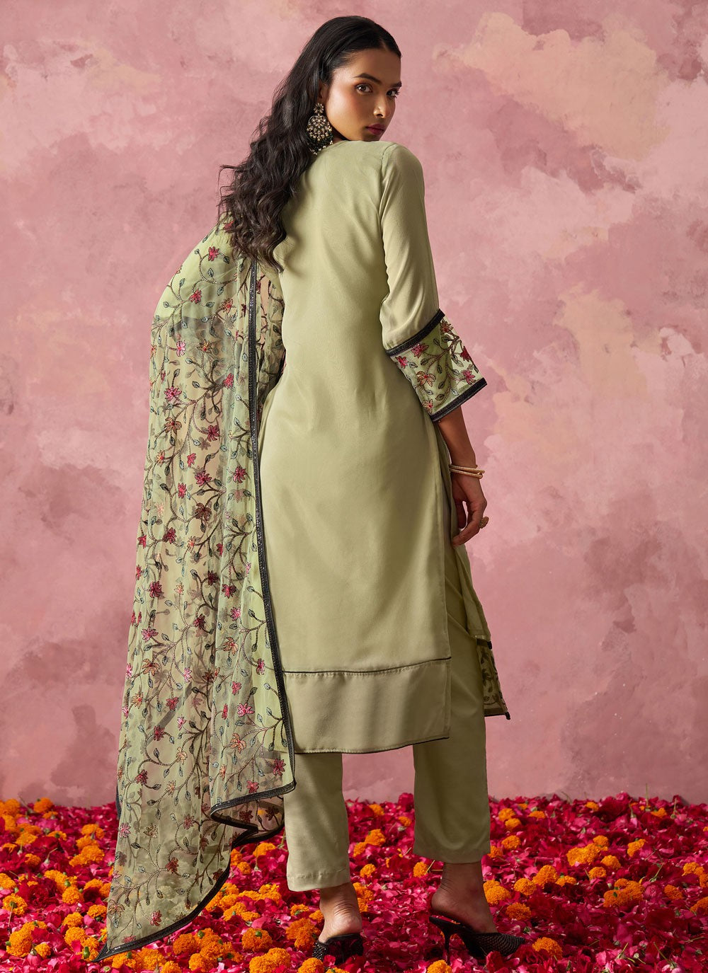 Salwar Suit Embroidered Green T7346