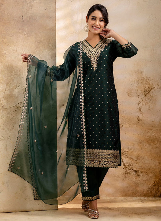Salwar Suit Embroidered Green T7357