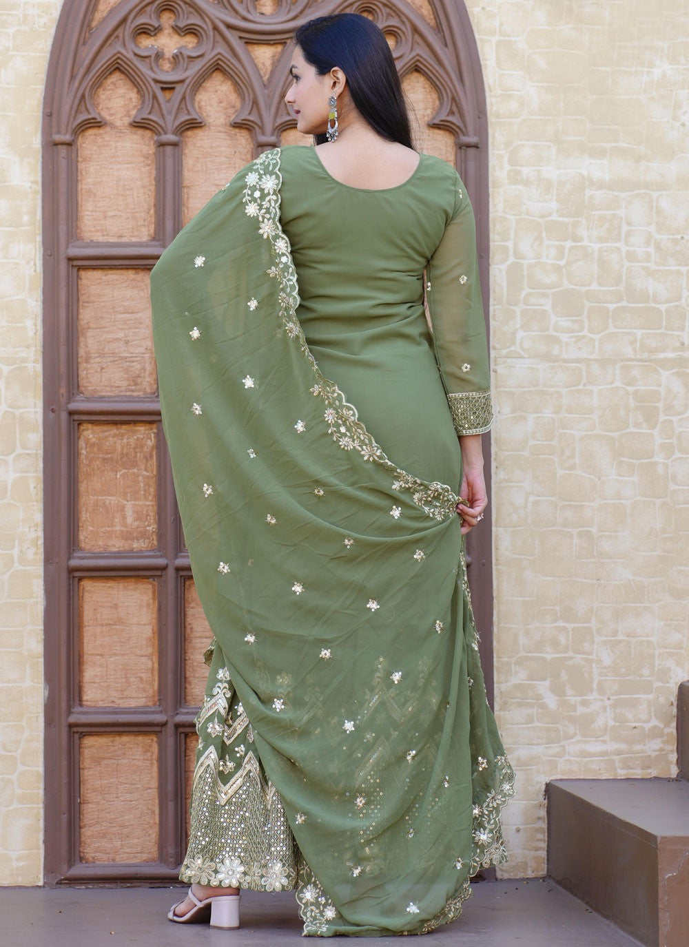 Archive Embroidered, Sequins, Zari 316823 Green T6840