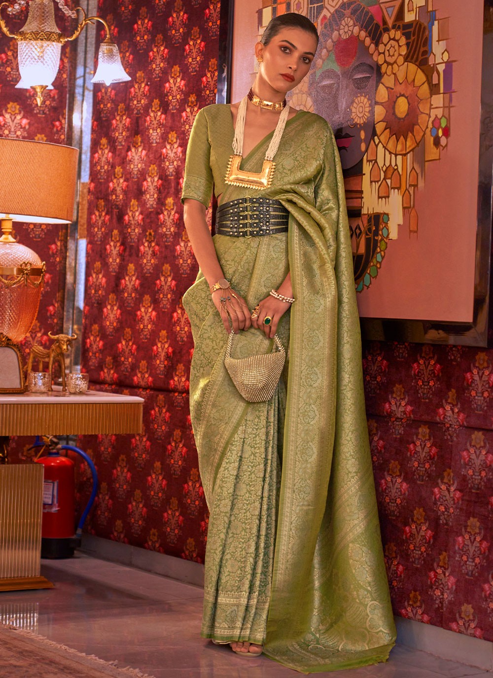 Designer Multi Work Naylon Saree - S3011