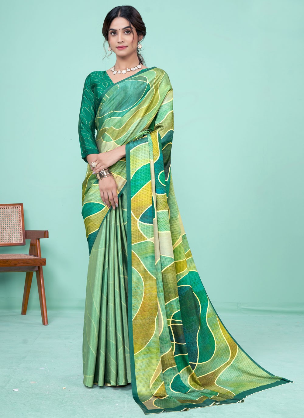 Classic Digital Print Pure Crepe Saree - S7781