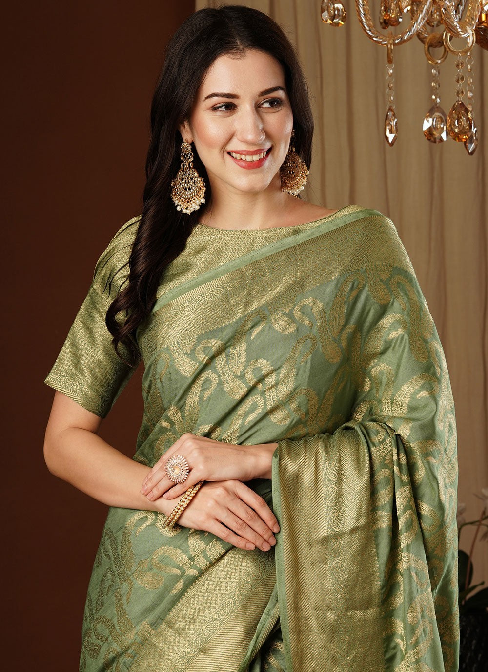 Contemporary Weaving Zari Viscose Saree - S8235