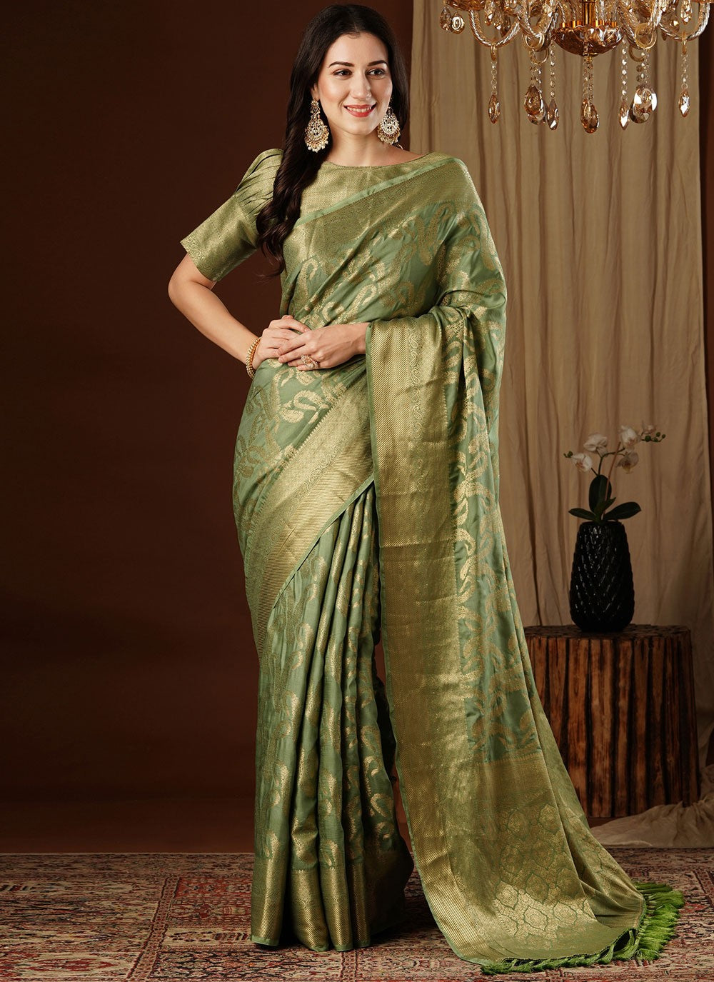 Contemporary Weaving Zari Viscose Saree - S8235