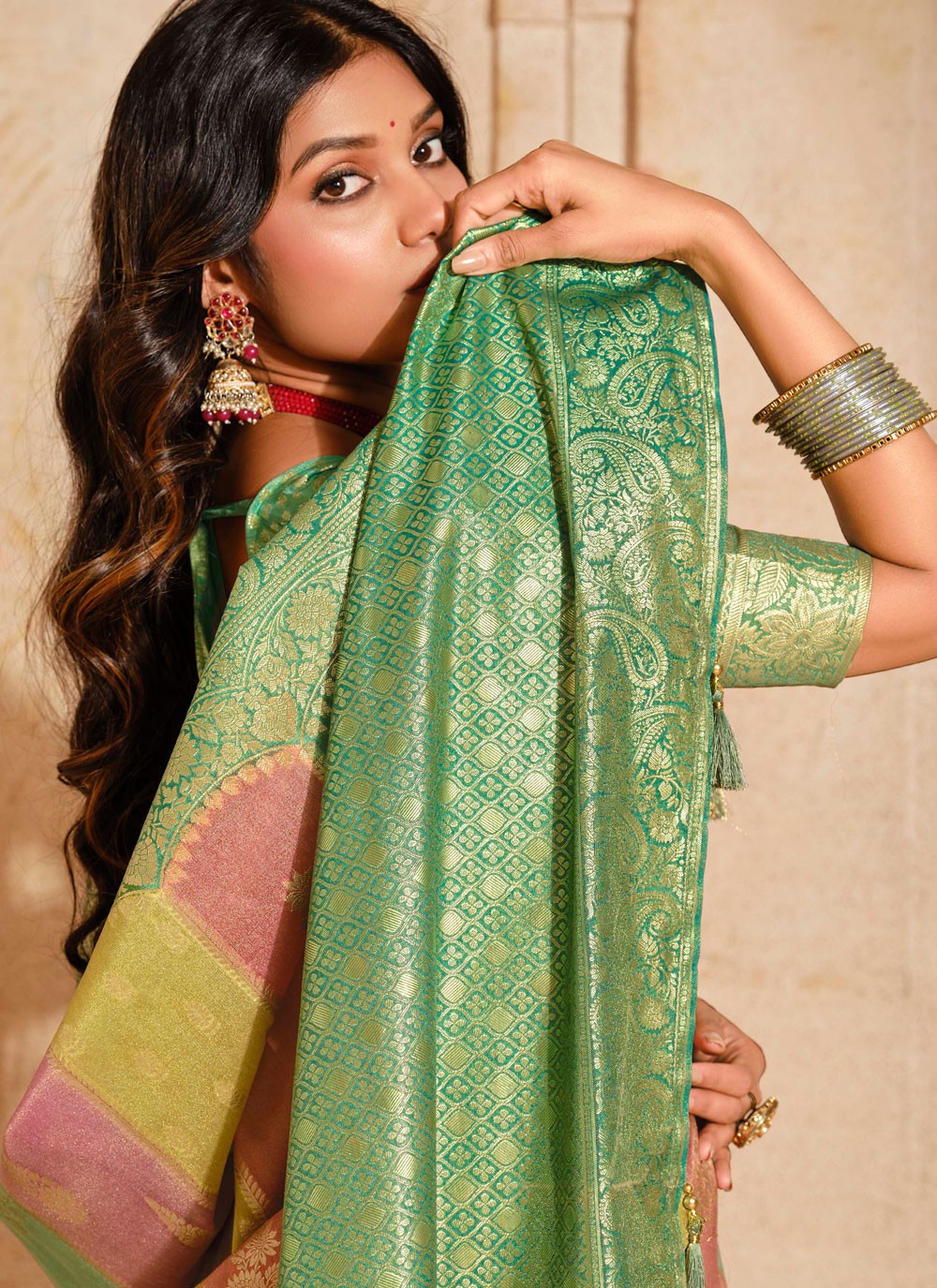 Trendy Saree Fancy Work Green Silk Saree S13270