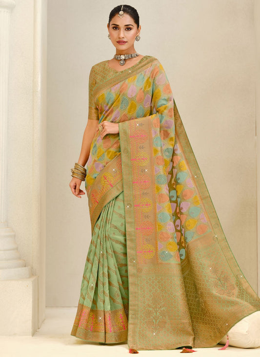 Green Silk Trendy Saree Weaving Zari S20182