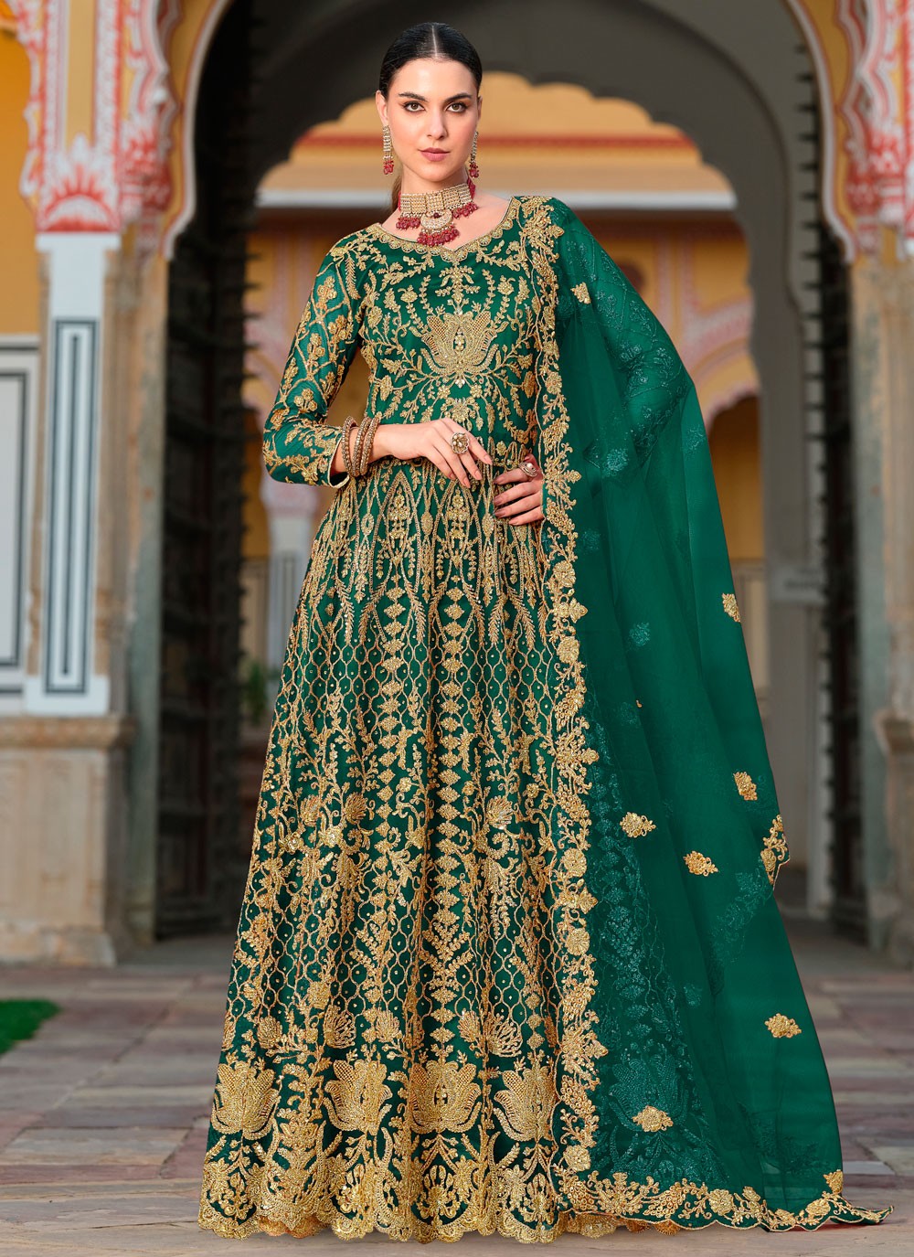 Salwar Suit Cord Green Net T5326