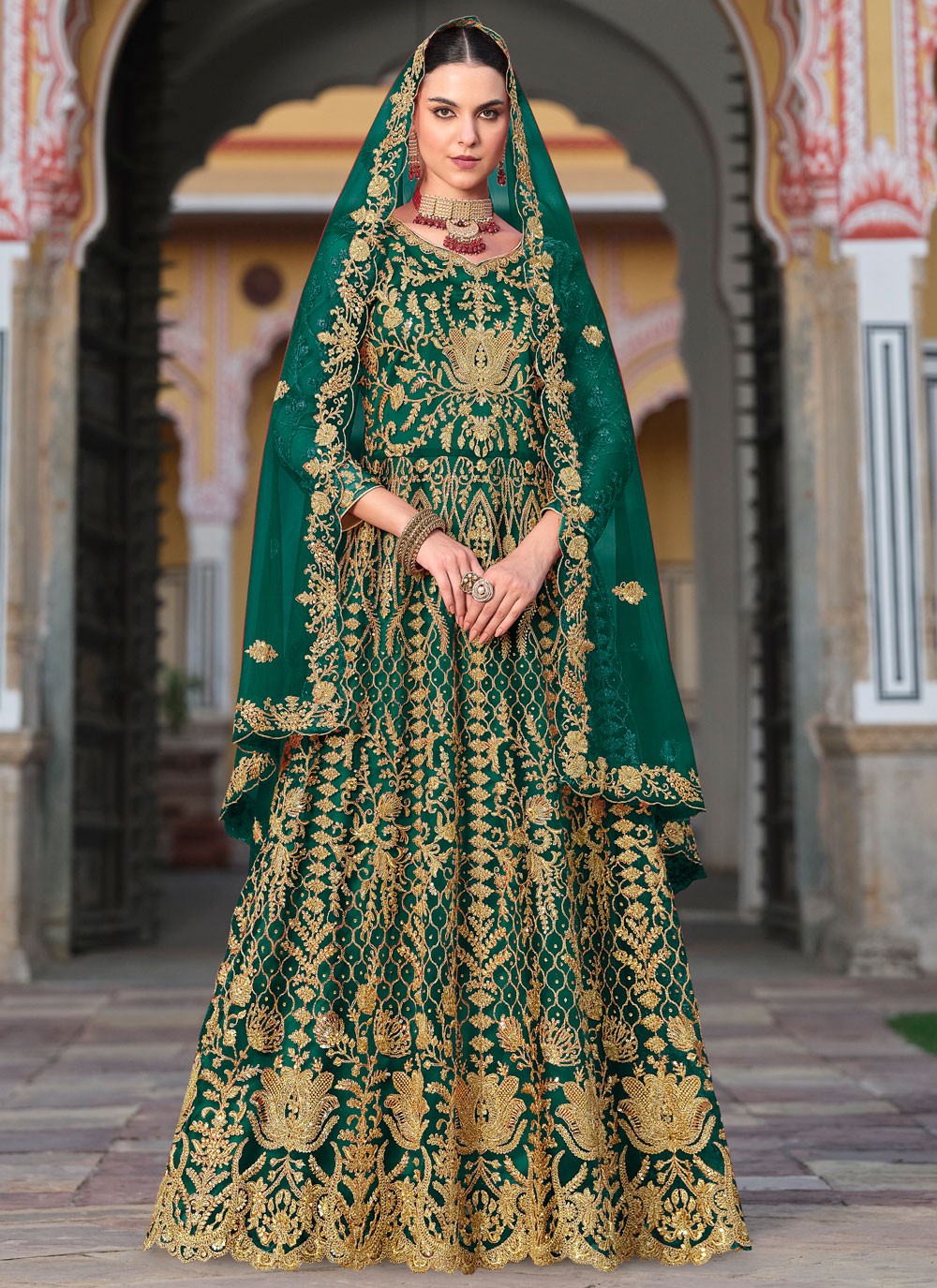 Salwar Suit Cord Green Net T5326