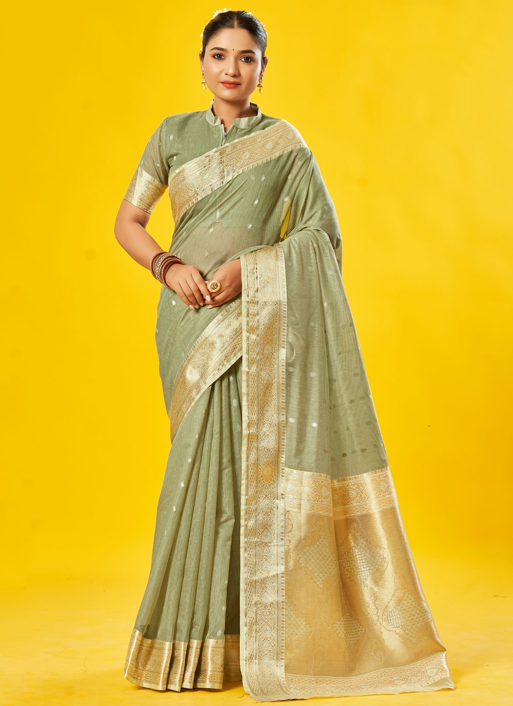 Classic Border Work Cotton Saree - S7592