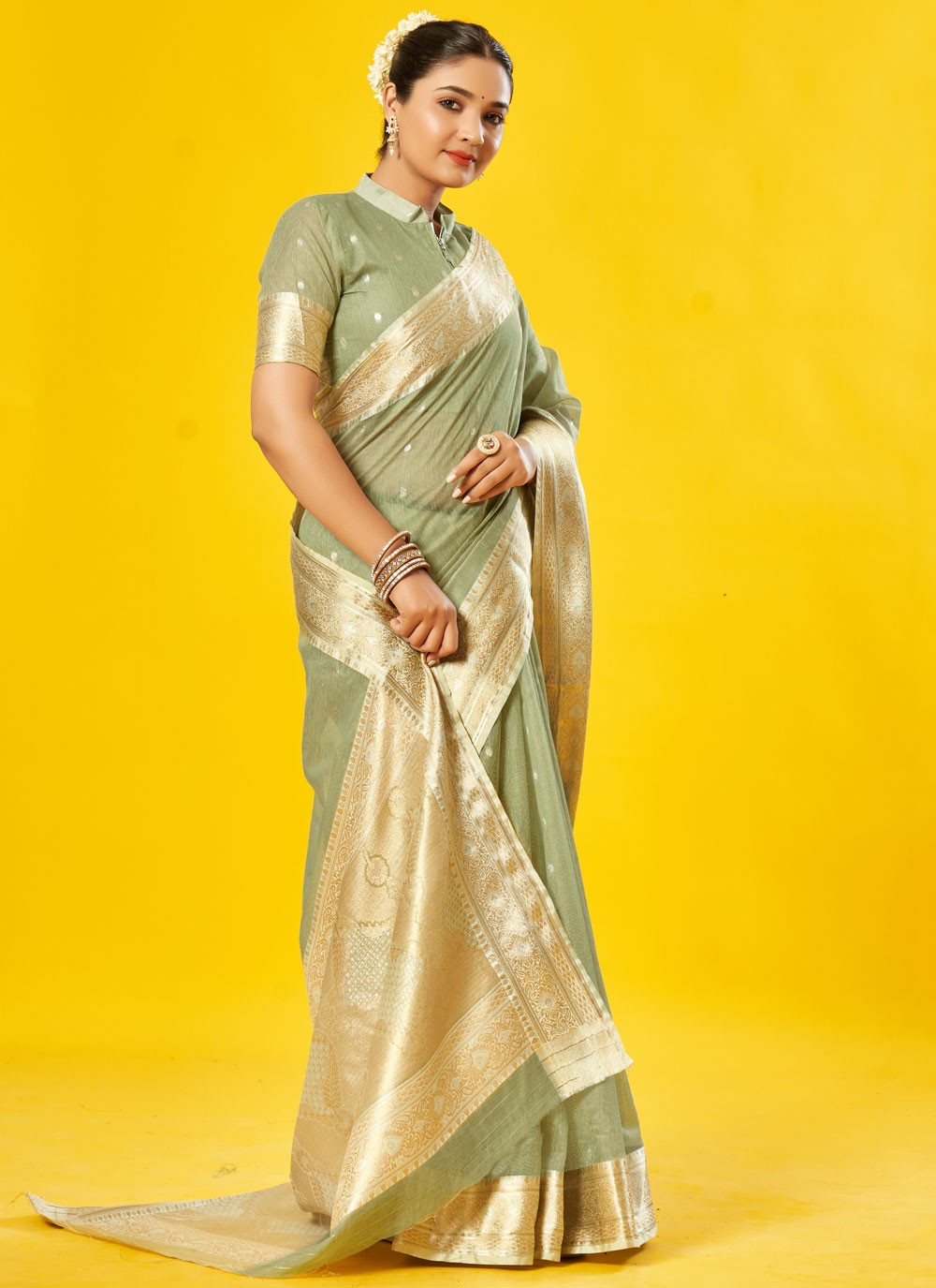 Classic Border Work Cotton Saree - S7592