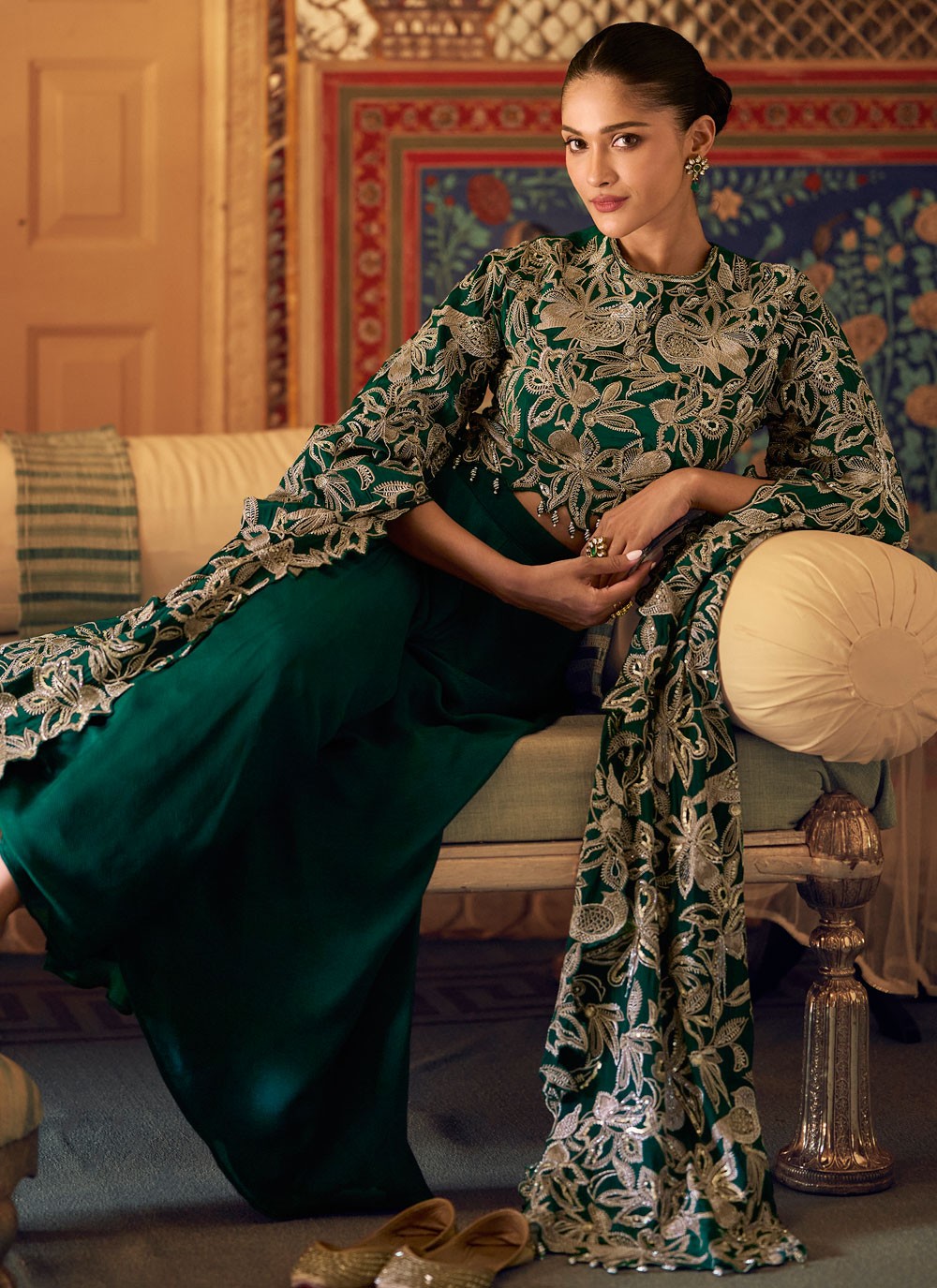Salwar Suit Resham Green Chinon T5477