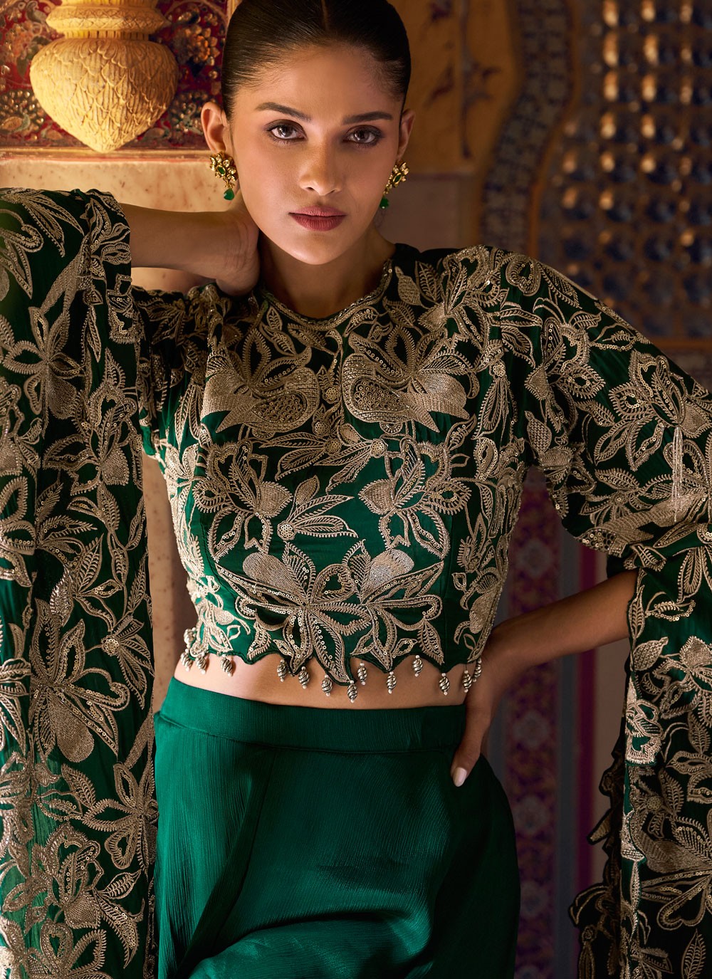 Salwar Suit Resham Green Chinon T5477