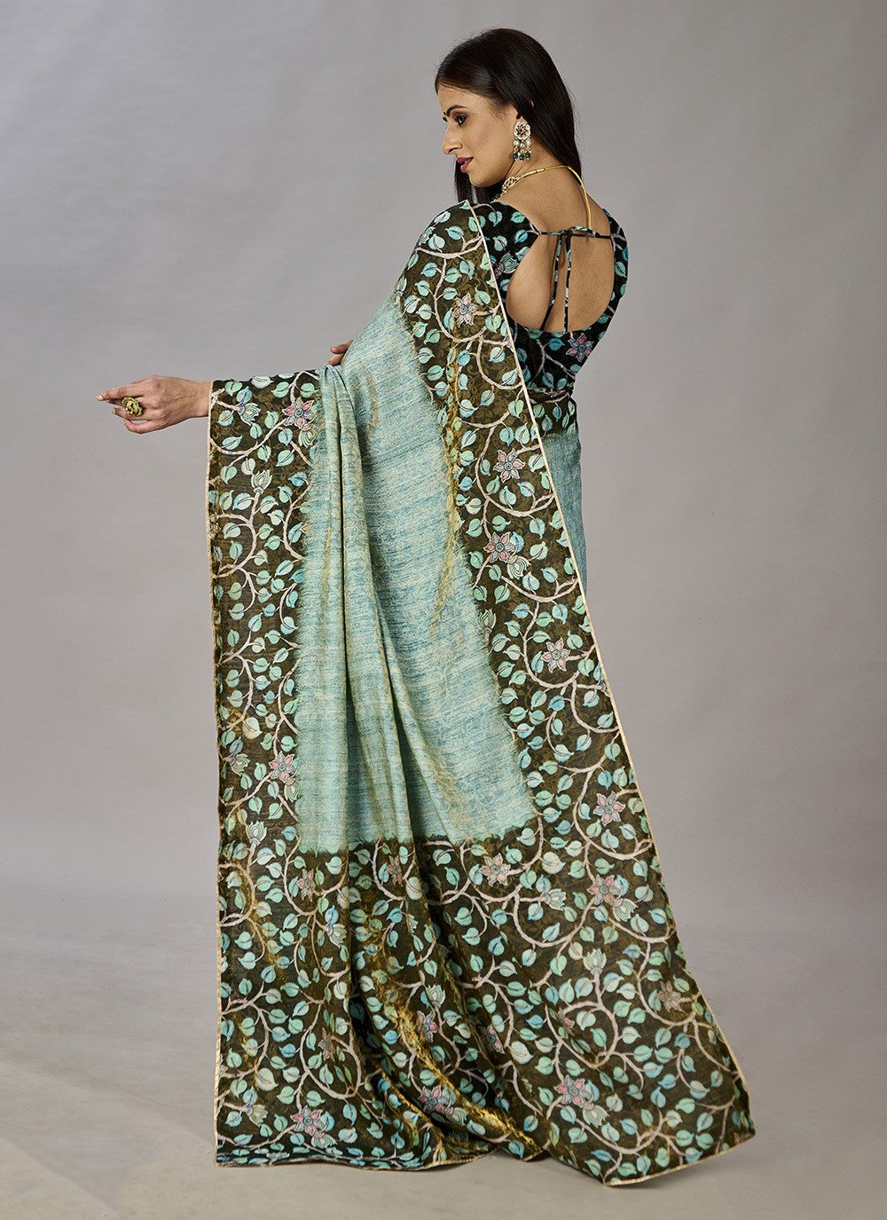 Classic Digital Print Jacquard Silk Saree - S3384