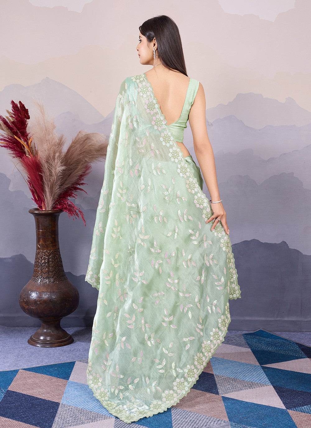 Classic Embroidered Silk Saree - S8532