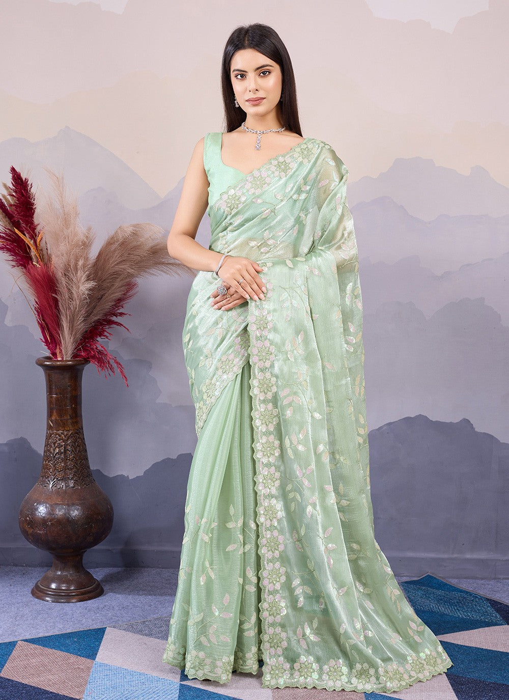 Classic Embroidered Silk Saree - S8532
