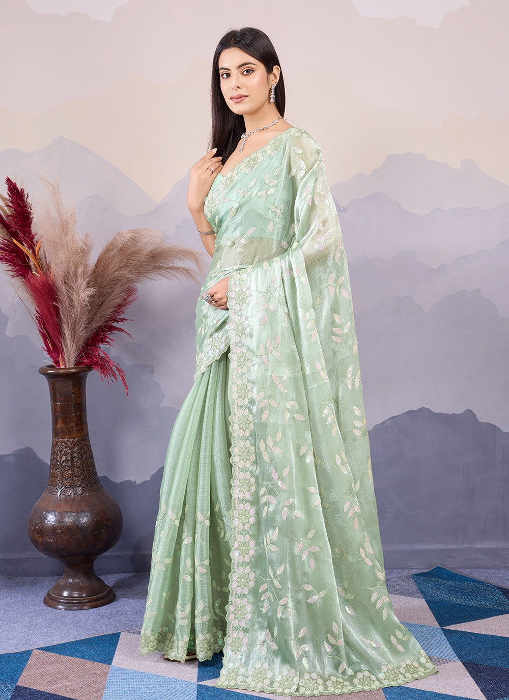 Classic Embroidered Silk Saree - S8532