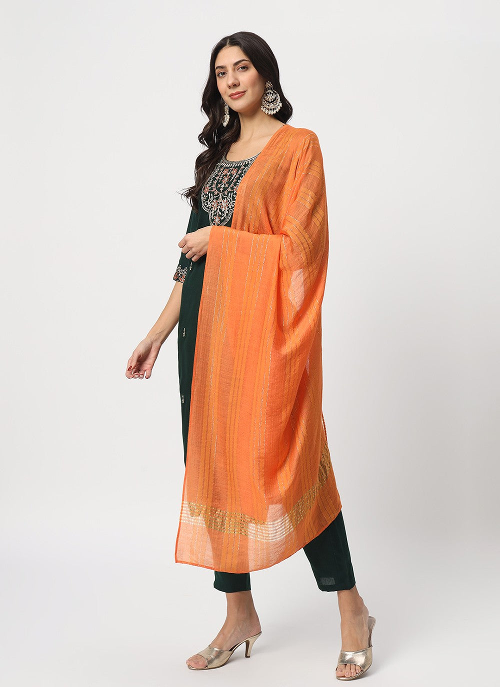 Embroidered Cotton Pant Style Suit - T4519