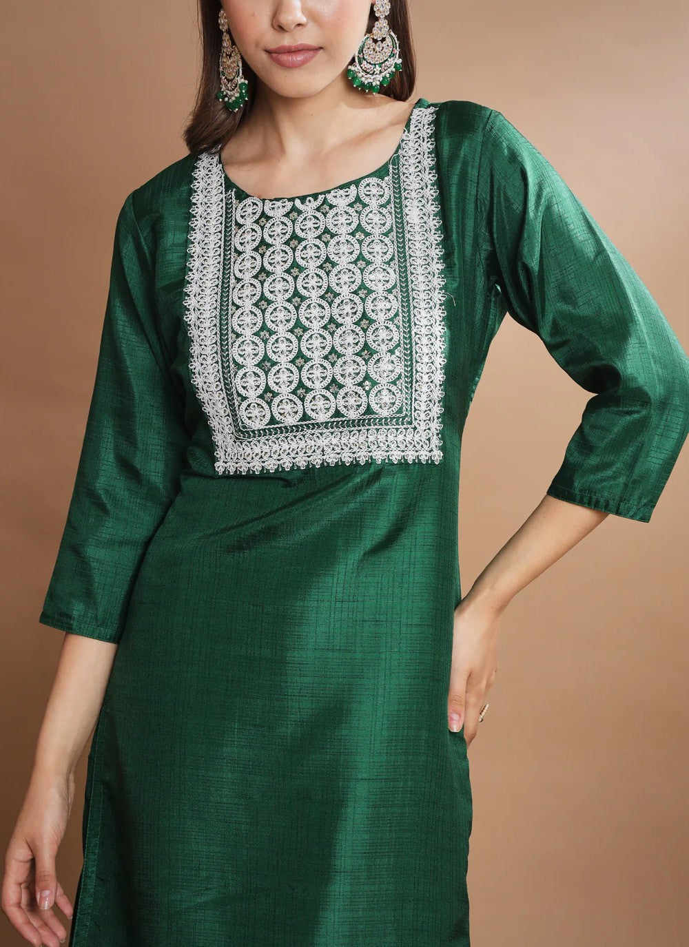 Cotton Silk Straight Suit - T1272
