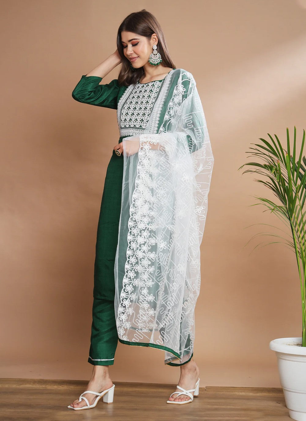 Cotton Silk Straight Suit - T1272