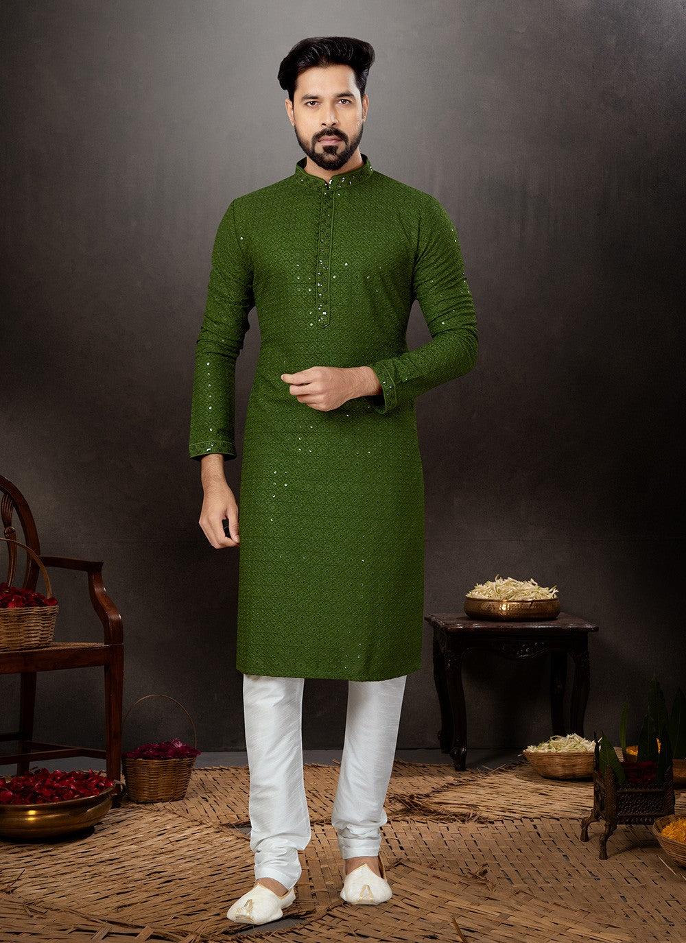 Embroidered Rayon Green Kurta - M5747
