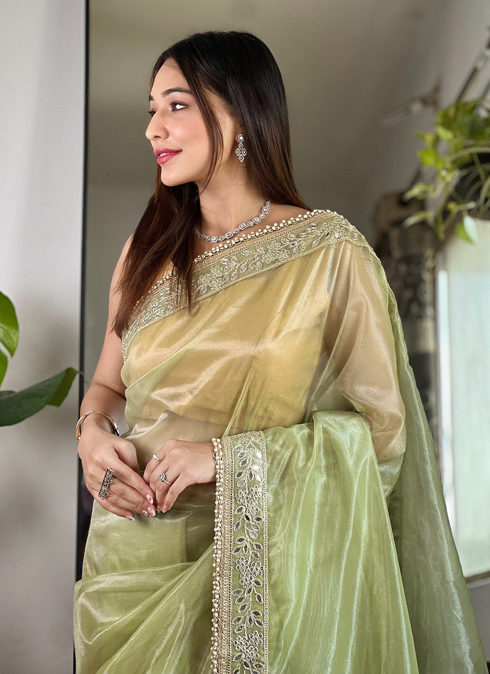 Embroidered, Sequins, Zari Silk Saree - S11490