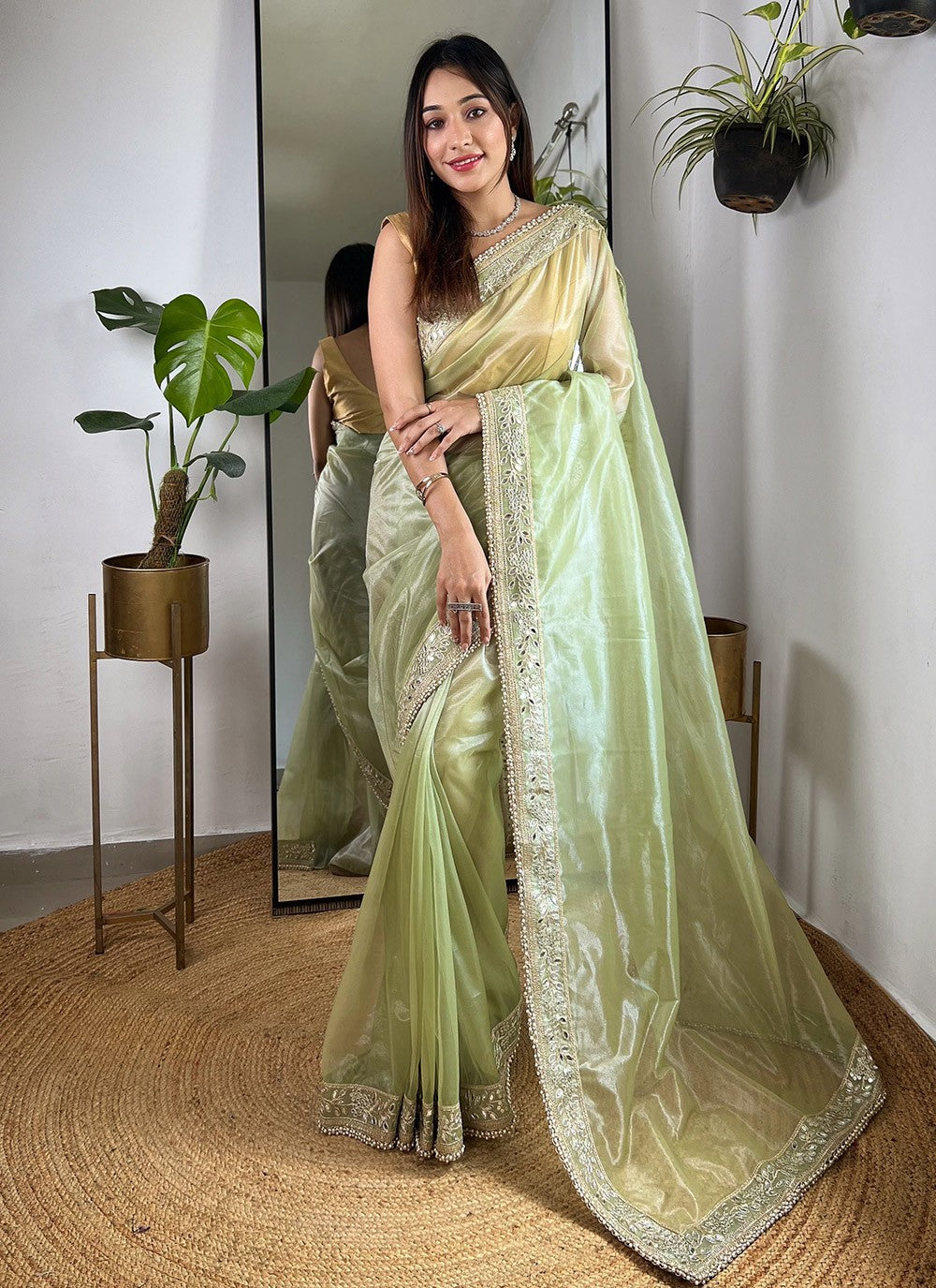 Embroidered, Sequins, Zari Silk Saree - S11490