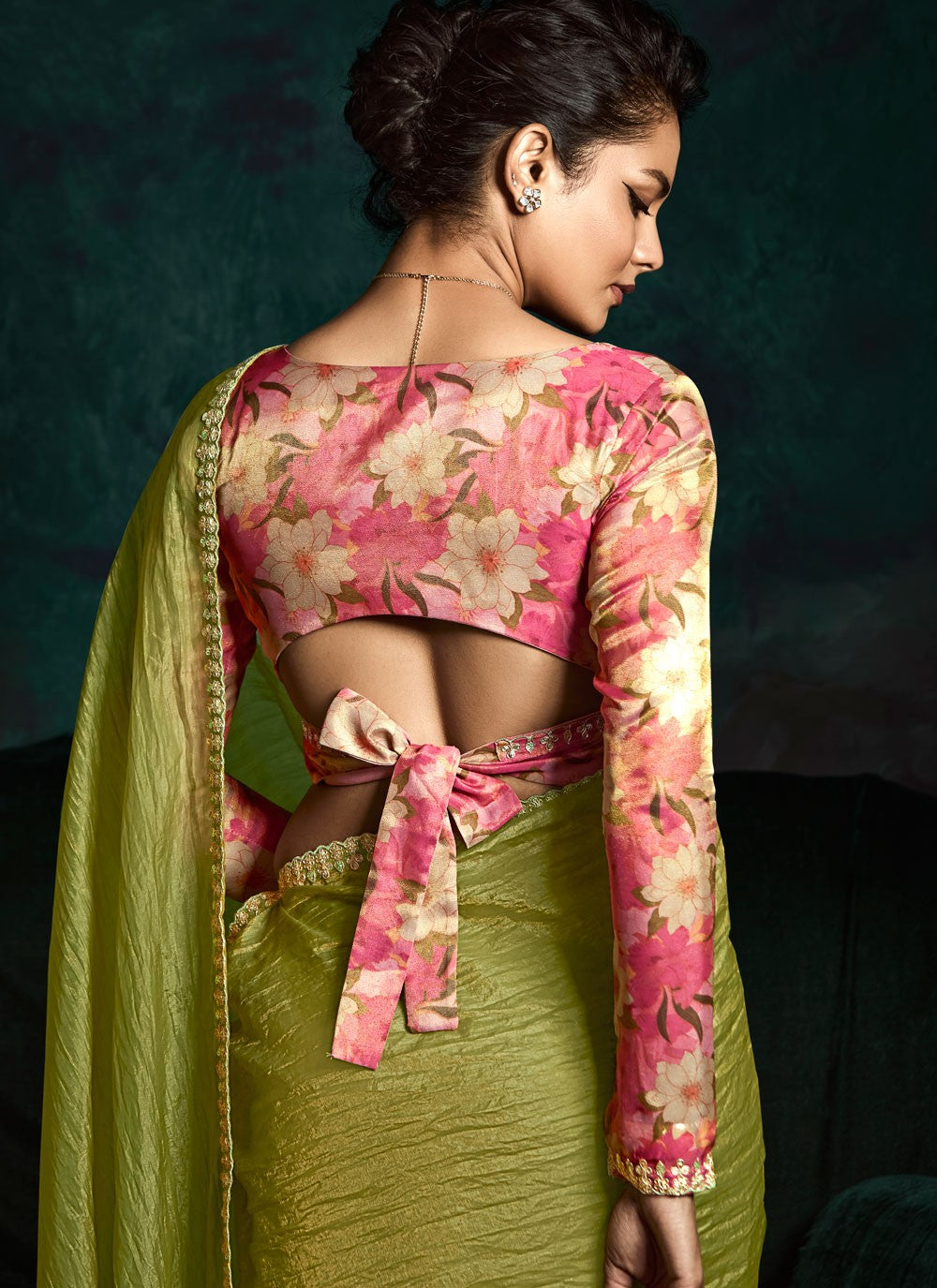 Designer Border Work Green Fancy Fabric Saree S13461