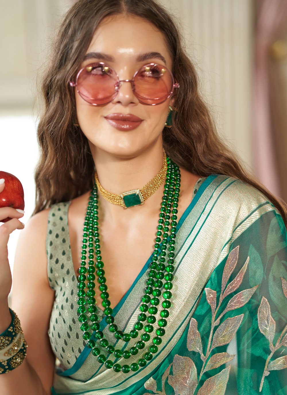 Green Georgette Classic Saree Fancy Work S20287