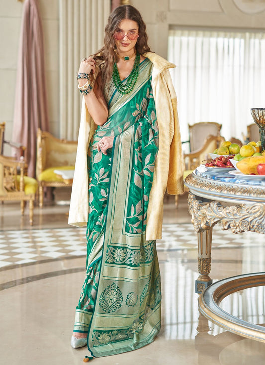 Green Georgette Classic Saree Fancy Work S20287