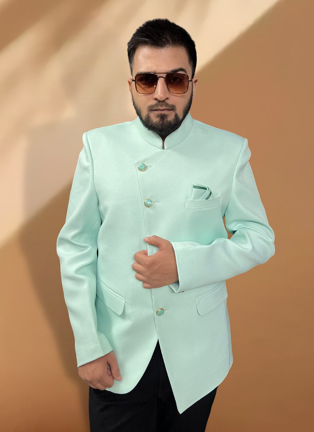 Fancy Work Rayon Green Coats & Blazers - M5578