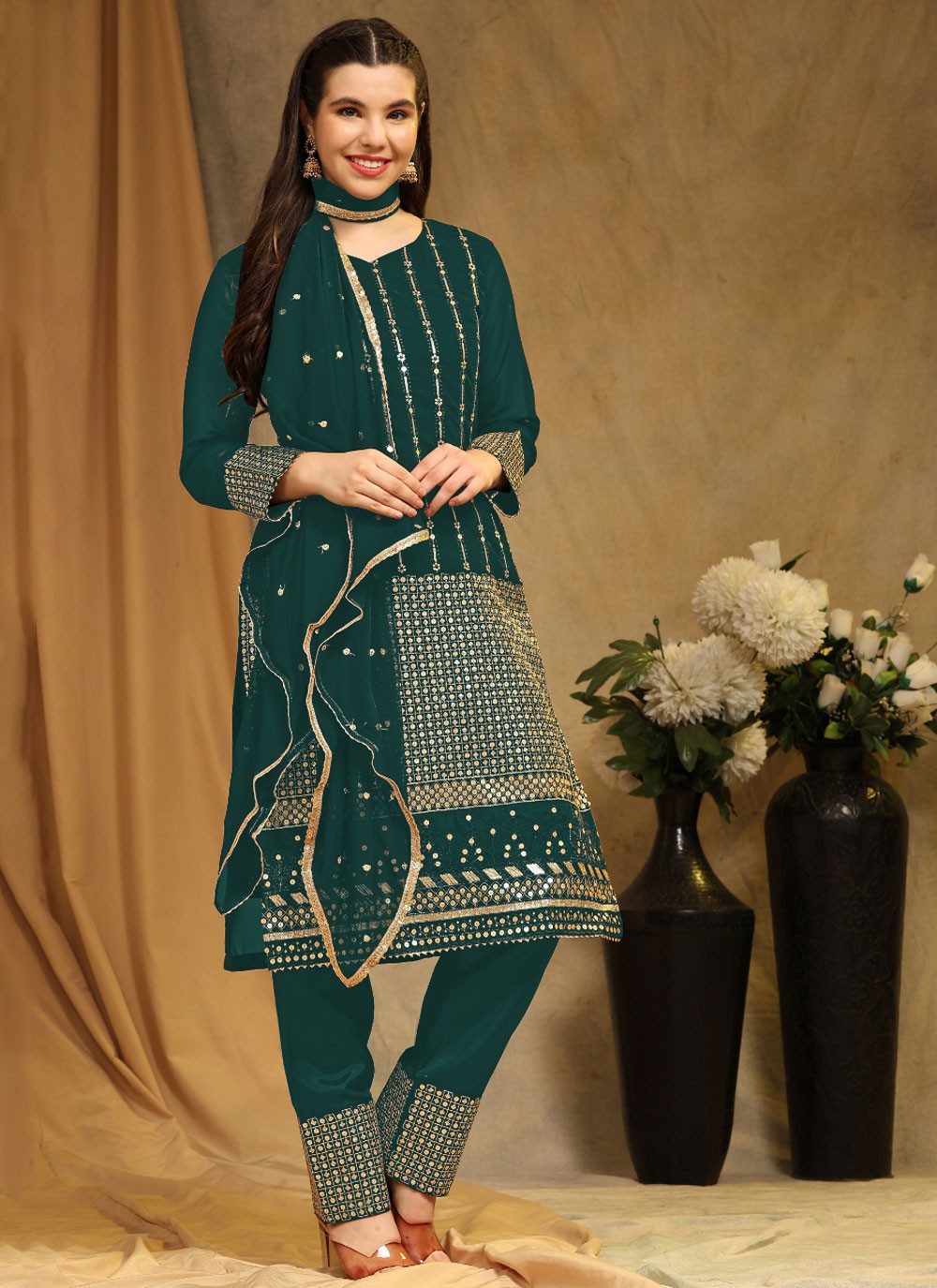 Faux Georgette Pakistani Suit - T1626