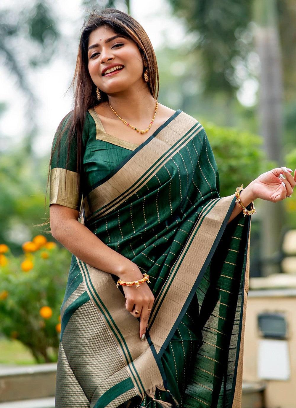 Trendy Woven Tussar Silk Saree - S5134