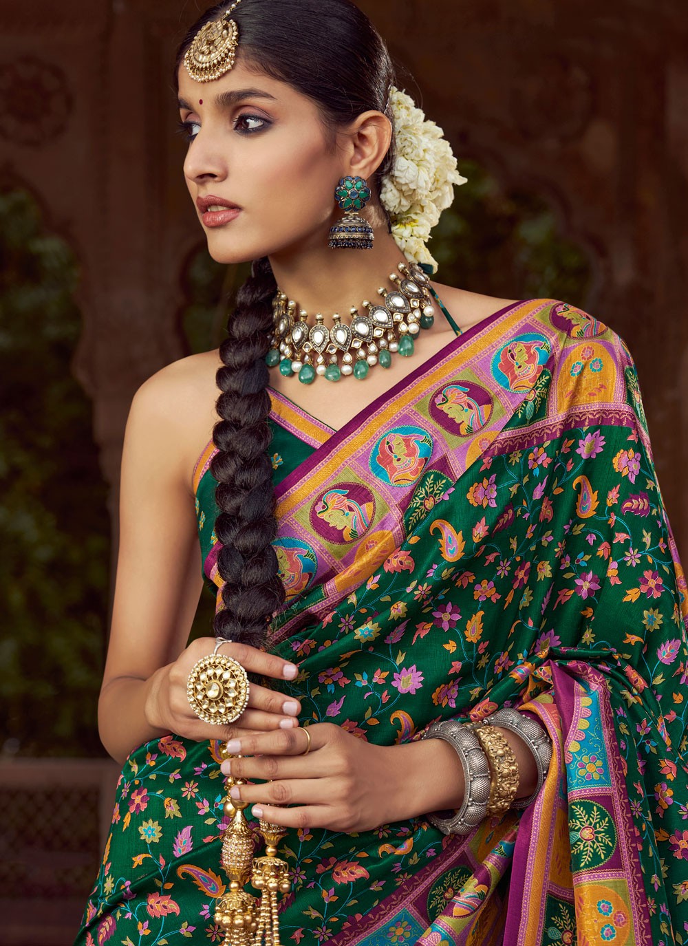 Green Silk Classic Saree Printed S19692