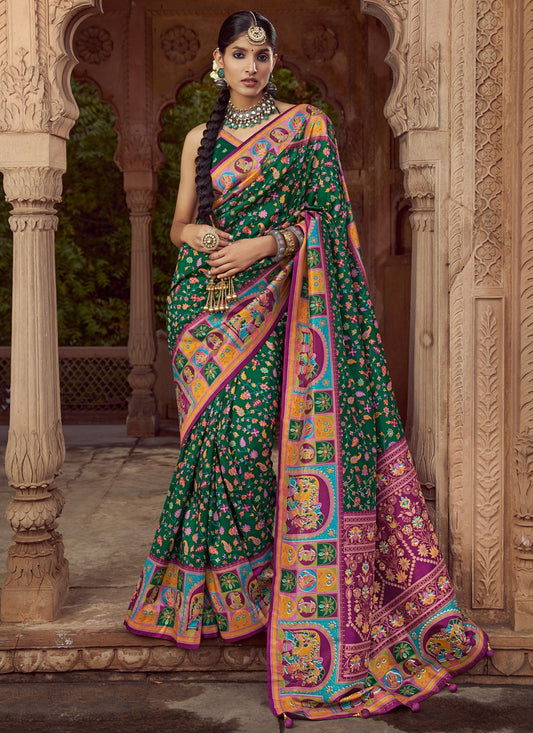 Green Silk Classic Saree Printed S19692