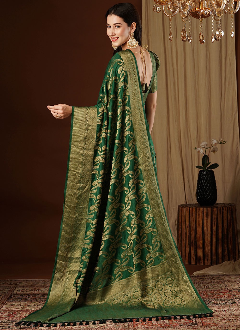 Contemporary Weaving Zari Viscose Saree - S8235