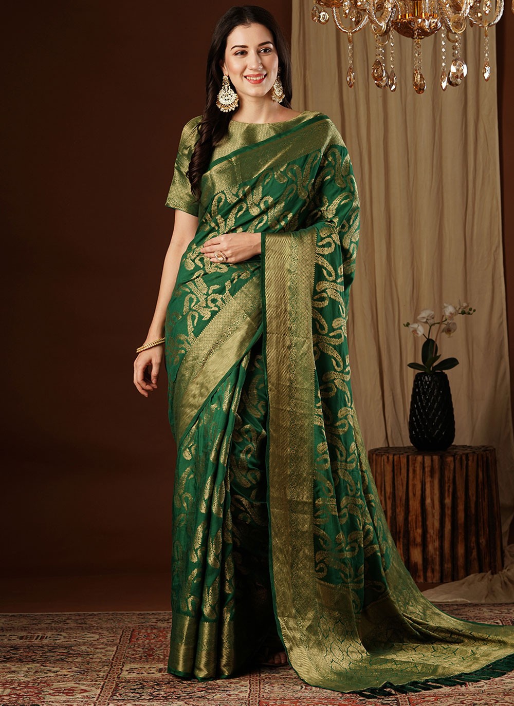 Contemporary Weaving Zari Viscose Saree - S8235