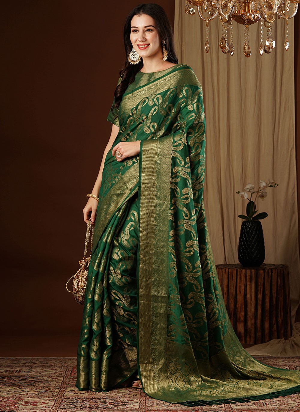Contemporary Weaving Zari Viscose Saree - S8235