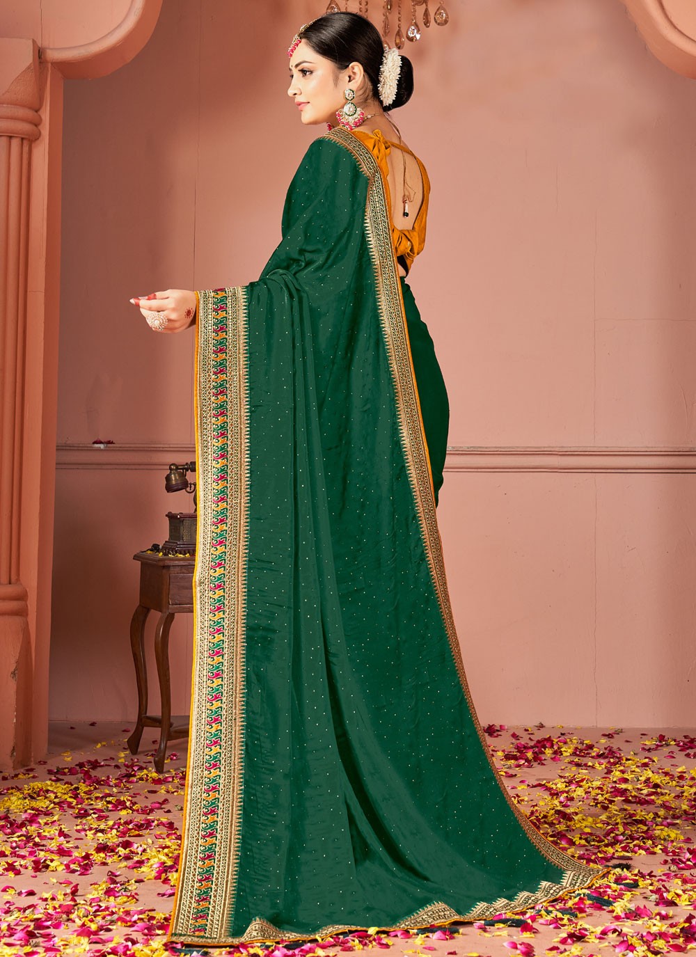 Designer Border Work Green Rangoli S13043
