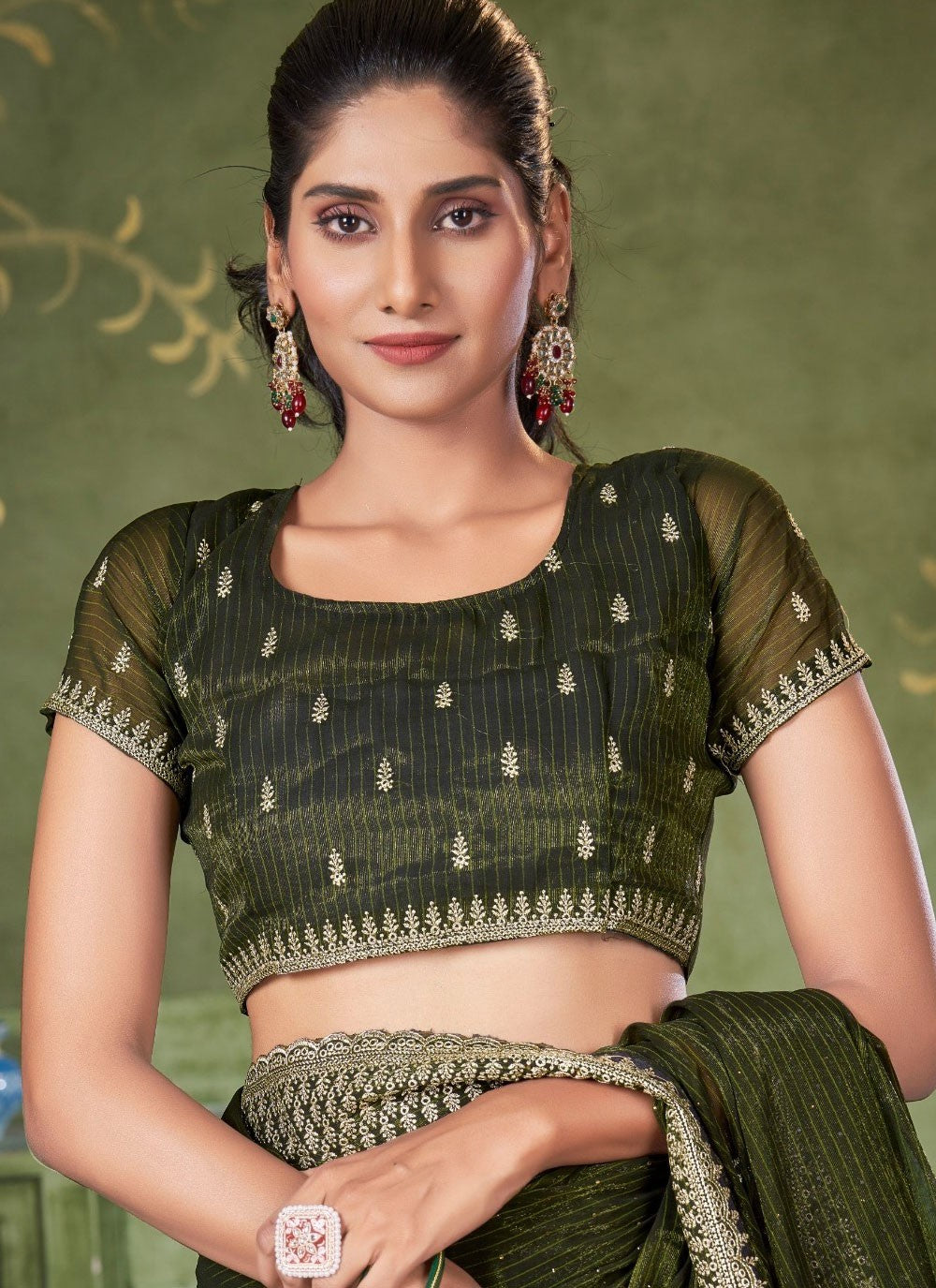 Classic Embroidered Shimmer Saree - S7380