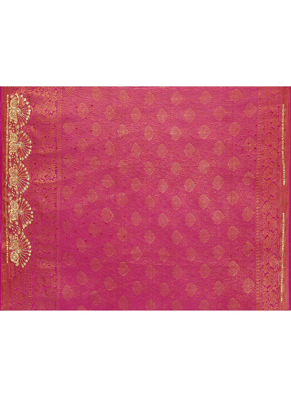 Trendy Saree Hand Embroidery Green Kanjivaram Silk Saree S13143