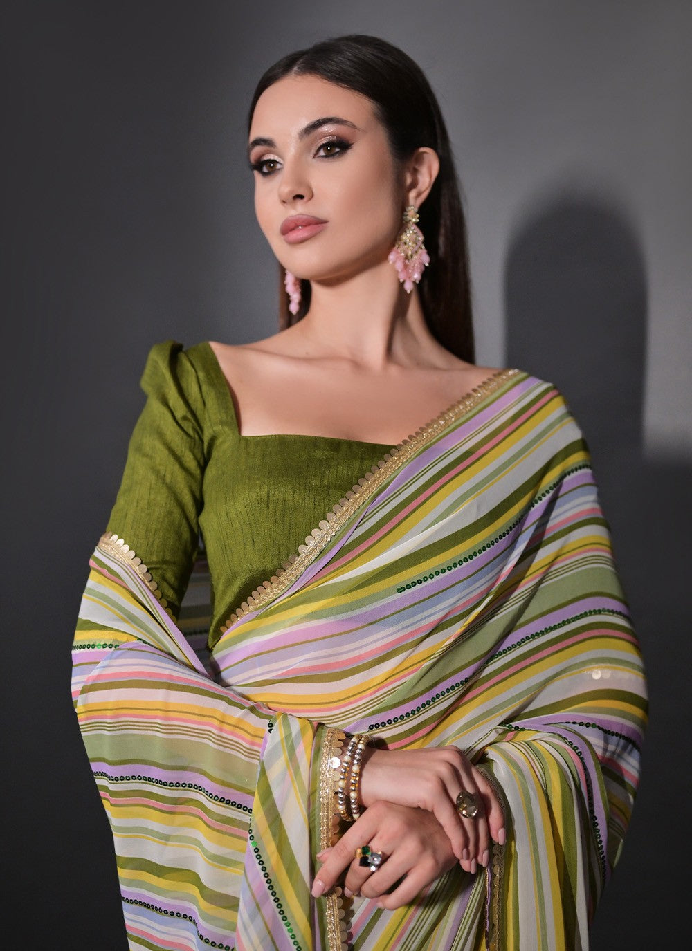 Classic Sequins Georgette Saree - S7194
