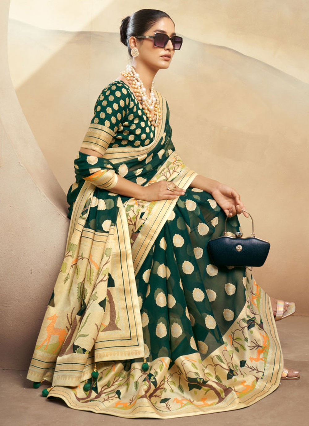 Weaving Zari Georgette Saree - S12169