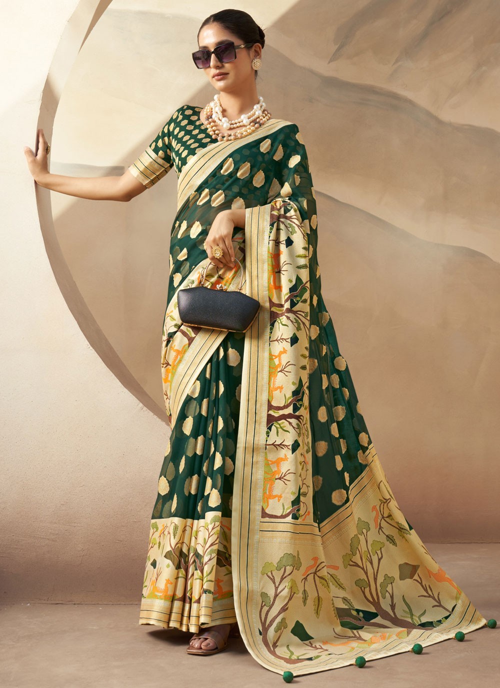 Weaving Zari Georgette Saree - S12169