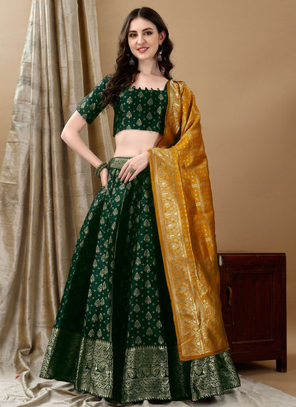 Jacquard Work Jacquard Silk A - Line Lehenga - L2180