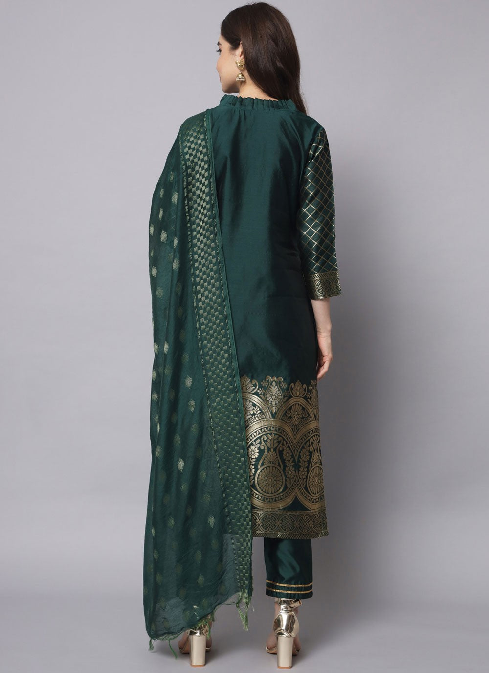 Salwar Suit Jacquard Work Green T7546