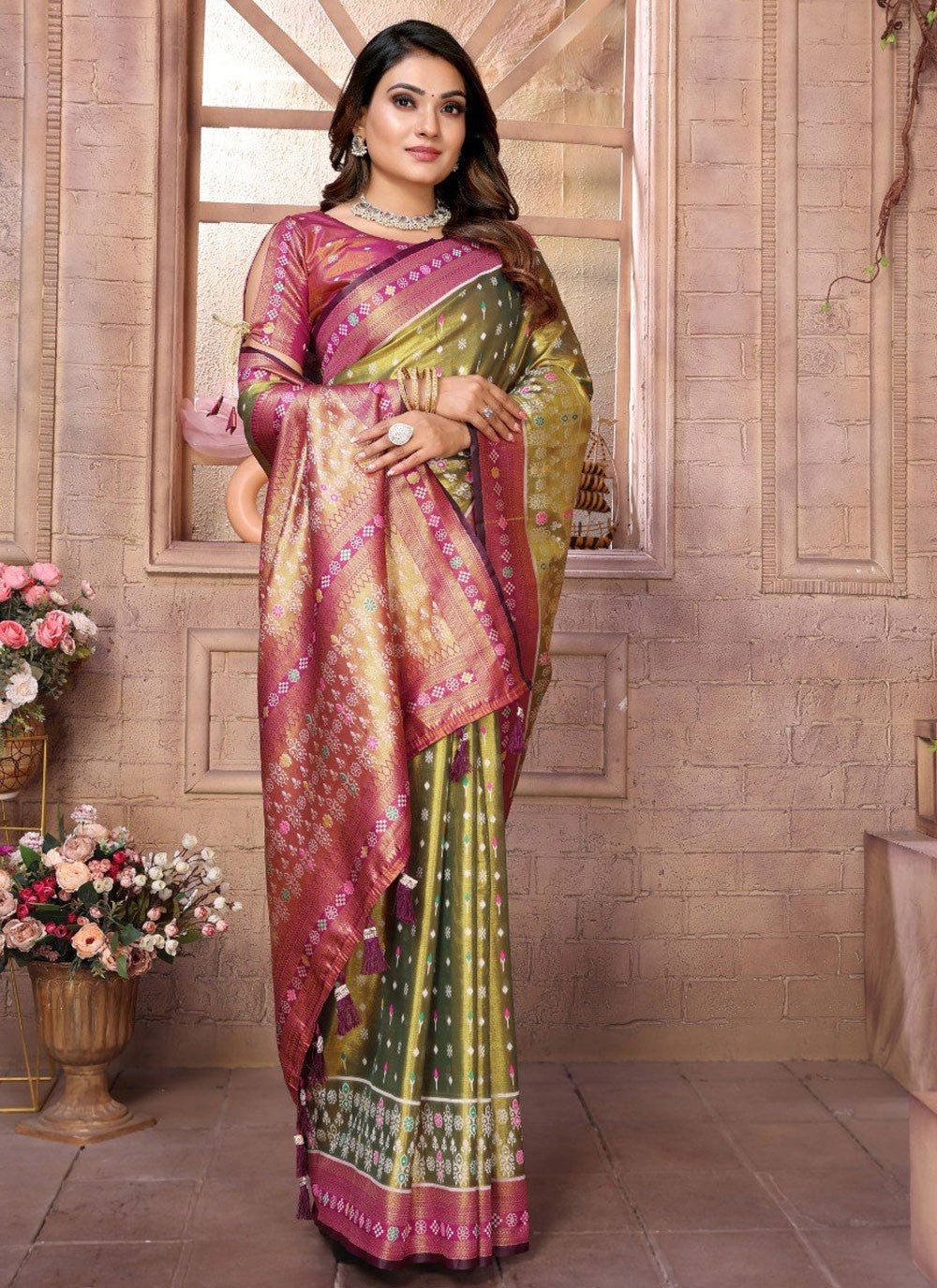 Designer Jacquard Work Green Banarasi Silk S12895
