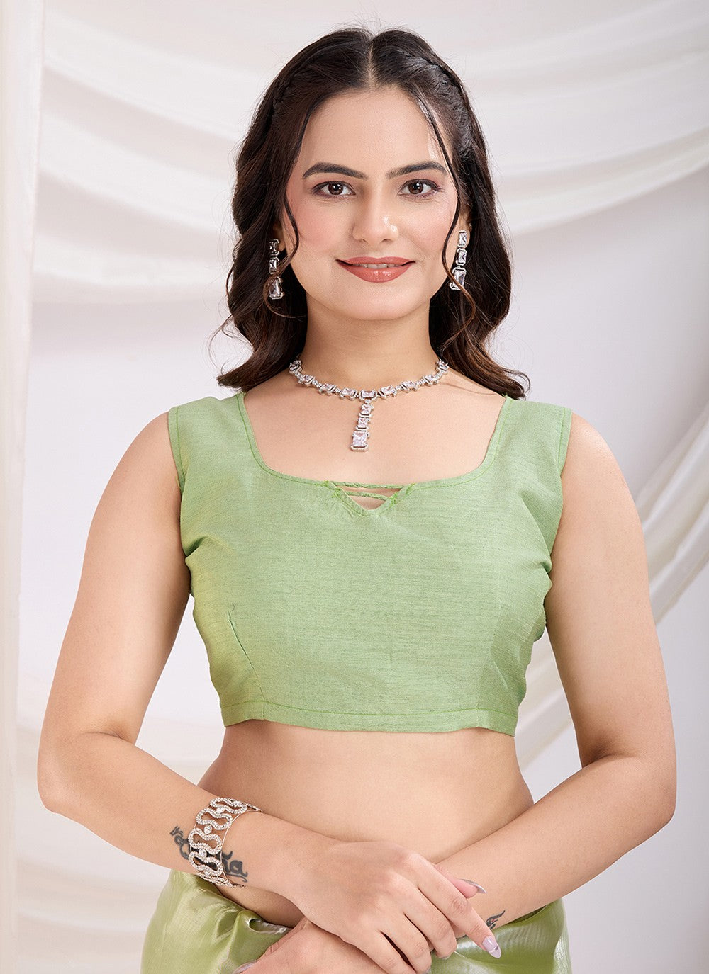 Embroidered Jimmy Chu Green Saree S14096