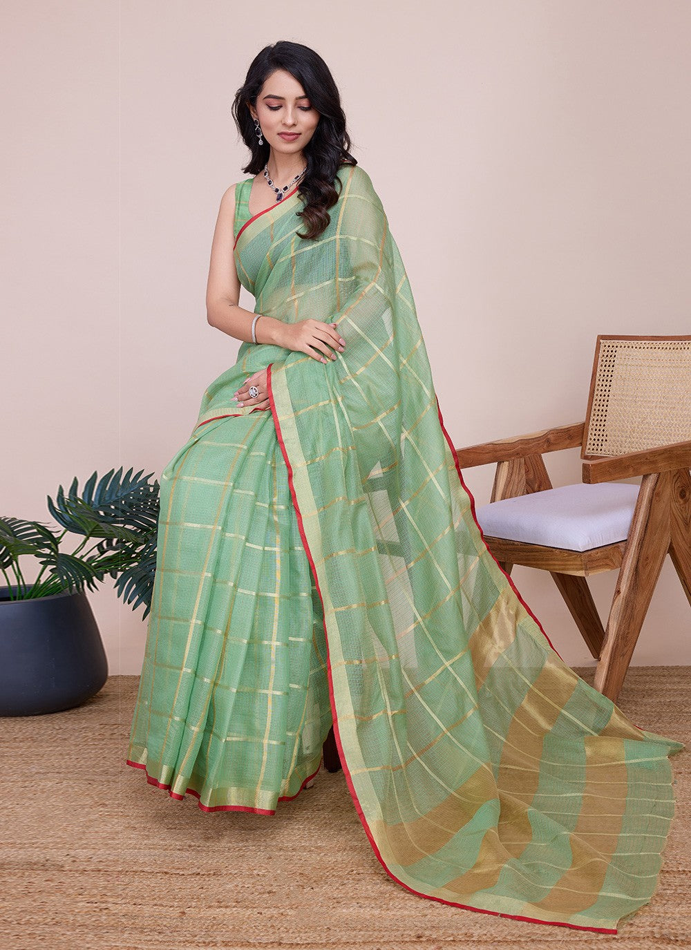 Classic Weaving Zari Kota Doriya Saree - S7921