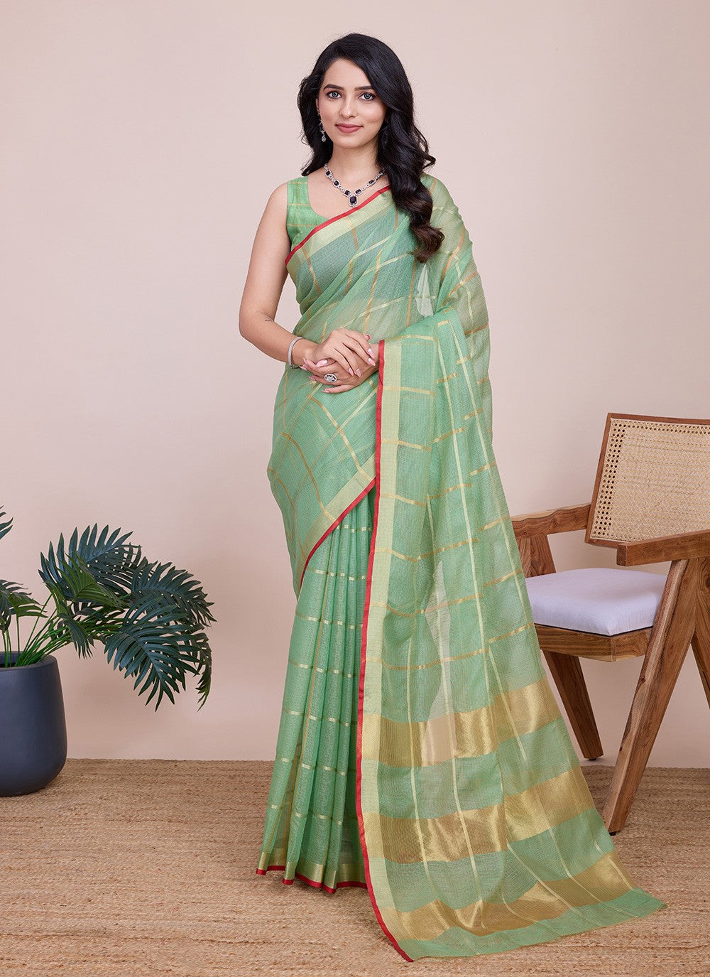 Classic Weaving Zari Kota Doriya Saree - S7921