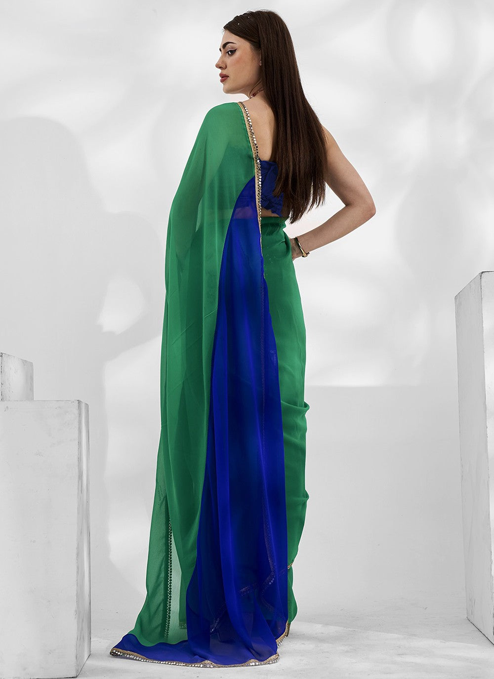 Trendy Swarovski Chiffon, Shimmer Saree - S5240